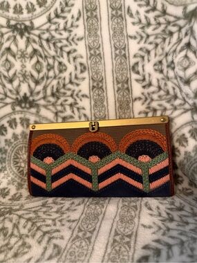 Fossil Frame Embroidered Suede Clutch/Wallet